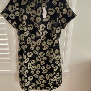 Ann Taylor Black and Gold Poppy Mini Dress